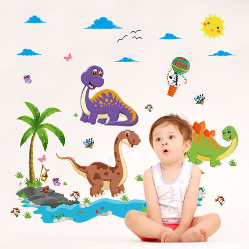 Vinil Decorativo Infantil Animales Dinosaurios Bebé Niño