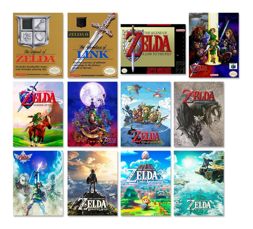 12 Posters The Legend Of Zelda 48x33 Carátula Portadas Juego