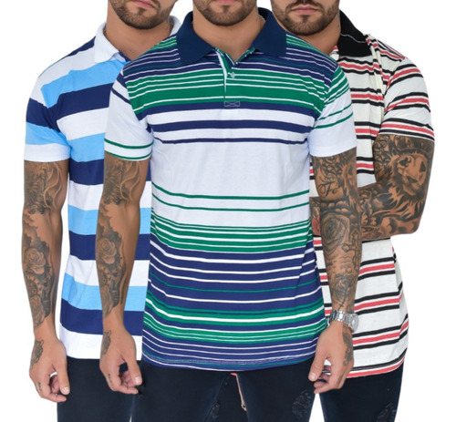 Kit 3 Camisas Gola Polo Lisa Premium Top