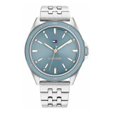 Reloj Tommy Hilfiger Mujer Emma 1782481 Color De La Malla Plateado Color Del Bisel Celeste Color Del Fondo Celeste