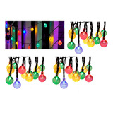 Pack X6 Luces Led Bolitas Multicolor Cálida Solar Navidad