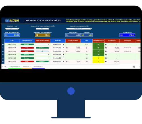 Planilha De Vendas E Estoque - Automática (envio Imediato)