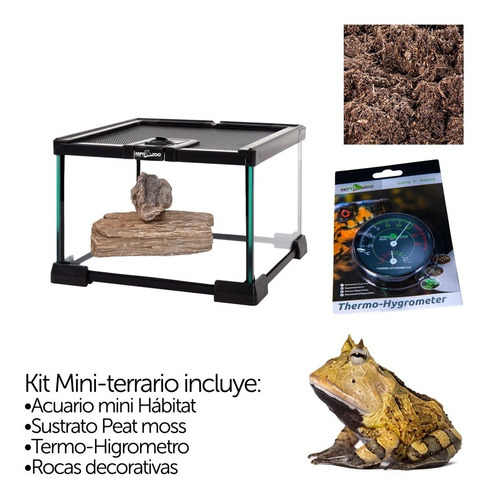 Kewoow Kit Terrario 6 L Termometro Sustrato Y Rocas Deco.