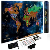Rascar Viajes Mundial Mapa De Oro Grande 32x24  Cartel Decor
