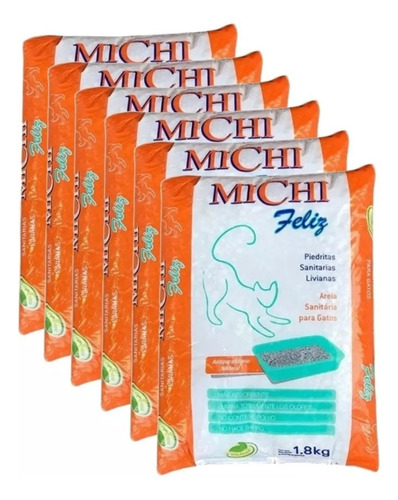 Piedritas Para Gatos Michi Feliz 6 U X 1.8 Kg Piedras Gato