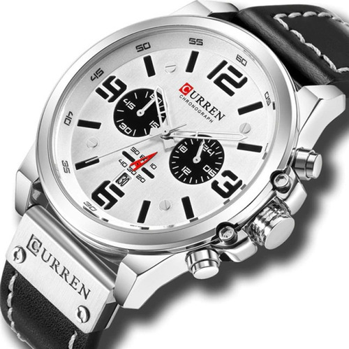 Reloj Curren Hombre Elegante Pulsera Cuero Cuarzo Cronógrafo