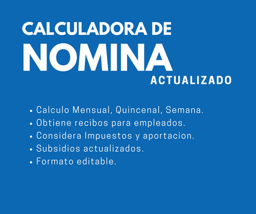 Plantilla De Calculo De Nomina Actualizado 