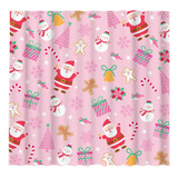 Allenjoy 72 X 72 Cortina De Ducha De Navidad Rosa Con Dibujo