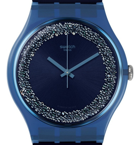 Reloj Swatch Mujer Blusparkles Suon134 Cristales Swarovski