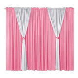 Cortina Sofia Infantil Quarto Menina Rosa  3,00 M X 2,80 M  