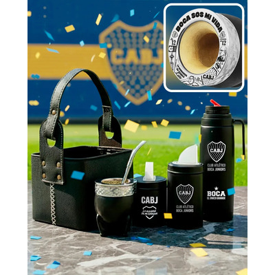Equipo Mate Imperial Completo Boca Juniors Bombilla Termo Yerbera Azucarera Canasta Matera Set Futbol Argentina | Envío gratis