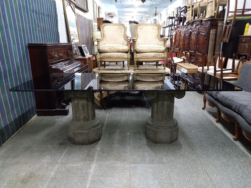 Manyantiques - Gran Mesa Tapa Vitrea Columnas