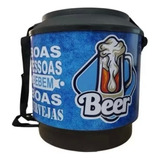 Cooler Térmico Redondo De Cerveja Com Alça Preta Estampa