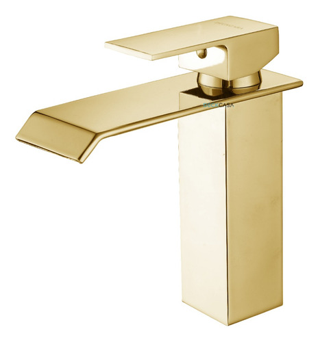 Torneira Banheiro Quadrado Monocomando Cascata Gold Dourado