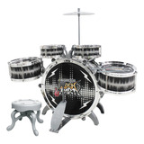 Bateria Instrumento Infantil Rock Party Completa Dm Preta