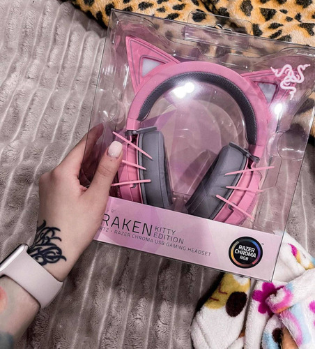 Audífonos Gamer Razer Kraken Kitty Quartz Con Luz  Rgb Led