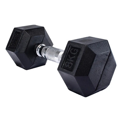 1 Mancuerna Duxx 17.5 Lb\u002F8kg Hexagonal Reforzada Con Goma Color Negro | Meses sin interés