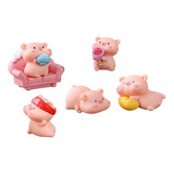 6 Figuras De Cerdos En Miniatura, Lindas Figuras De Juguetes