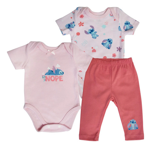 Conjunto 2 Pañaleros Y 1 Pantalón Baby Circus Lilo Y Stitch