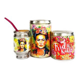 Combo Mate Aluminio Madera Yerbera Azucarera Frida Kahlo