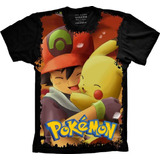 Camisa, Camiseta 5%off Pikachu Ash Divertida Customizada Top