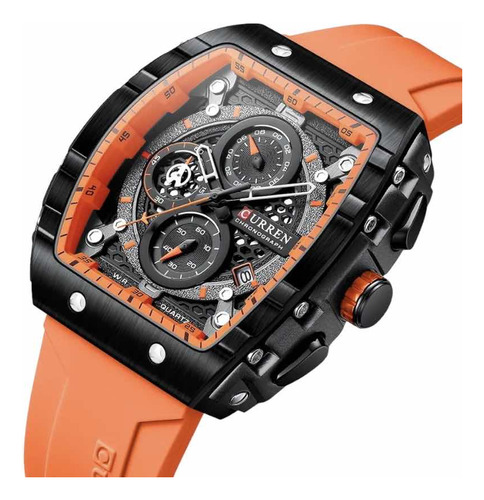 Reloj Curren-original Naranja Cuadrado Deportivo Hombre Fech