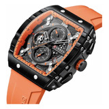 Reloj Curren-original Naranja Cuadrado Deportivo Hombre Fech