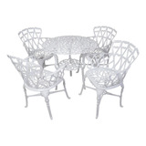 Conjunto De Jardim Antigo Viena Mesa E 4 Cadeiras Aluminio