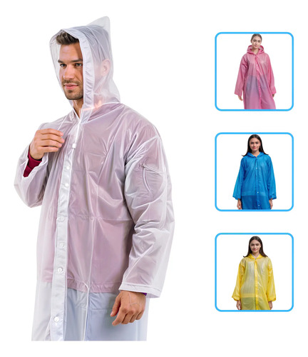 Capa De Chuva Transparente Pvc Resistente Unissex Adulto. | MercadoLivre