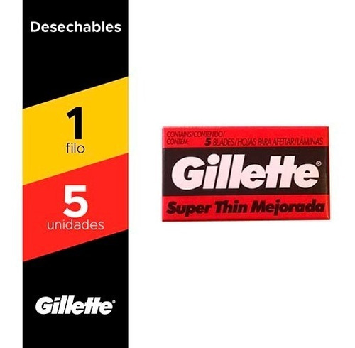 Hoja De Afeitar Roja Super Thin Gillette X 5 Blades/hojas 