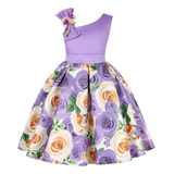 Vestido De Fiesta Elegante Vintage Con Floral Para Niña