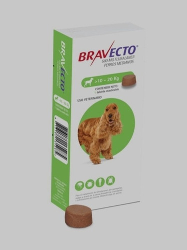 Bravecto Antipulgas Y Garrapatas Perros 10-20 Kg Tableta Mas