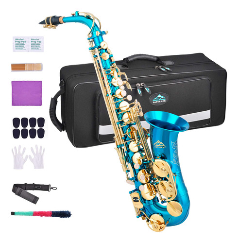 Eastrock Kit Completo De Saxofon Alto Azul Claro/dorado Para