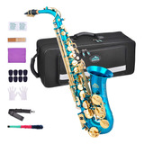 Eastrock Kit Completo De Saxofon Alto Azul Claro/dorado Para