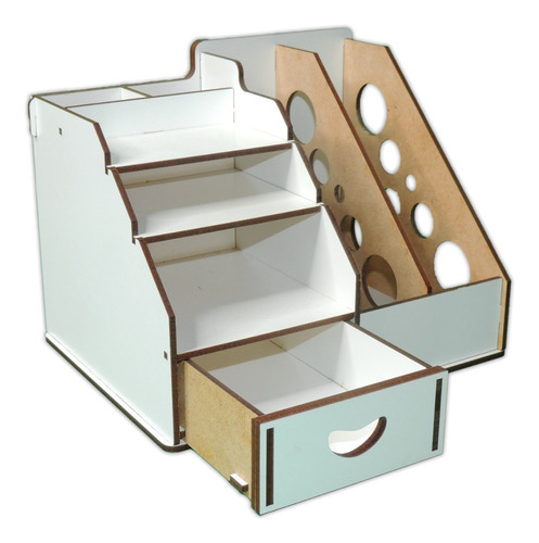 Organizador Escritorio Con Cajón Mdf Fibroplus Blanco