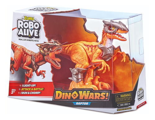 Robo Infantil Alive Dino Wars Raptor Com Luz E Som Laranja Candide