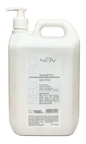 Shampoo Nov Neutro Alisados Peluqueria Uso Diario X 1900 Ml