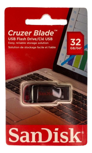 Unidad Flash Sandisk Cruzer Blade 32 Gb 2.0 Color Negro/rojo