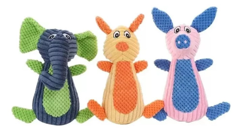 Kit 3x Juguetes Peluches Suaves Sonajeros Para Mascotas