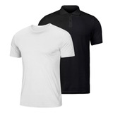 Kit 1 Camiseta Basica Gola Careca E 1 Camisa Polo Masculina