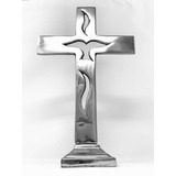 Cruz Espíritu Santo Calada 38 X 23 Cm Con Base Pewter De Mex