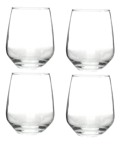 Juego De 4 Vasos De Vidrio Soplado Estilo Copa - 4 Pzas Color Transparente