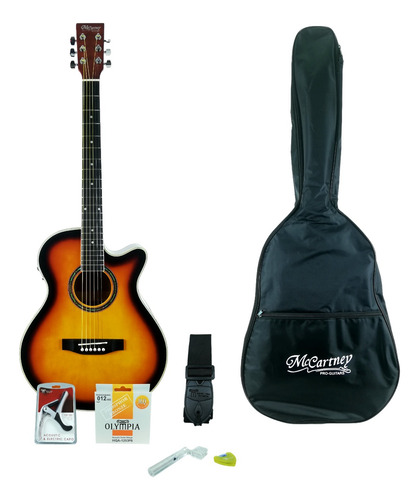 Guitarra Electroacustica Mccartney Con Funda Y Accesorios