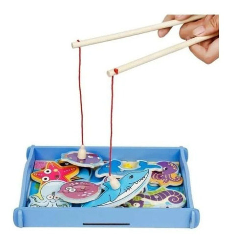 Juego De Pesca Magnético- Madera  Puzzle Didáctico Niños