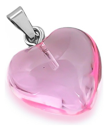 3 Dijes Rosa Cristal Traslucido Corazon 15mm Acero Q C:8489