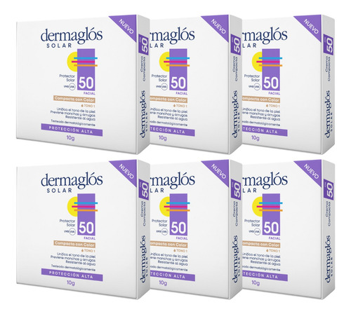 Combo X6 Dermaglos Crema Compacta Con Color Fps50 Tono 01