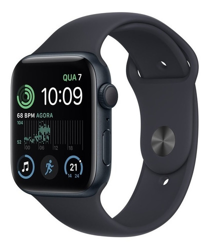 Apple Watch Se Gps (2da Gen)  - Caixa Meia-noite De Alumínio 44 Mm - Pulseira Esportiva Meia-noite - Padrão