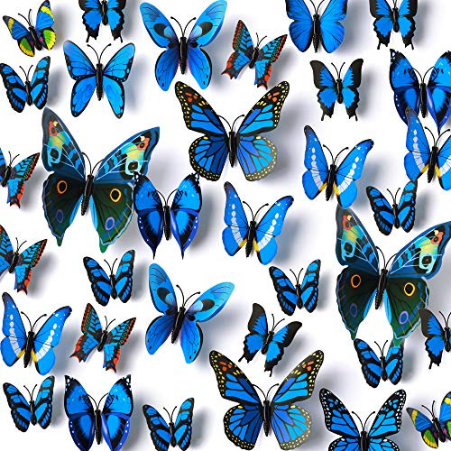 120 Piezas 10 Paquetes Extraíbles 3d Mariposa Azul Peg...