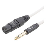 Cabo 1m P10 Mono Ts - Xlr Fêmea Branco Cobre Ofc Pro Ouro