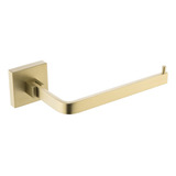 Porta Suporte Papel Higiênico Quad. Aço Inox Dourado Fosco